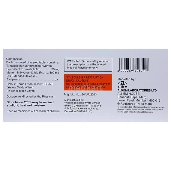 tegliptin m 20/500mg tablet 15's